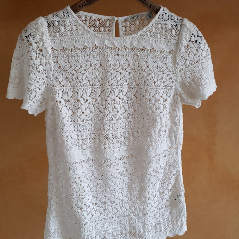 Jack Wills Ivory Lace Short Sleeve Top